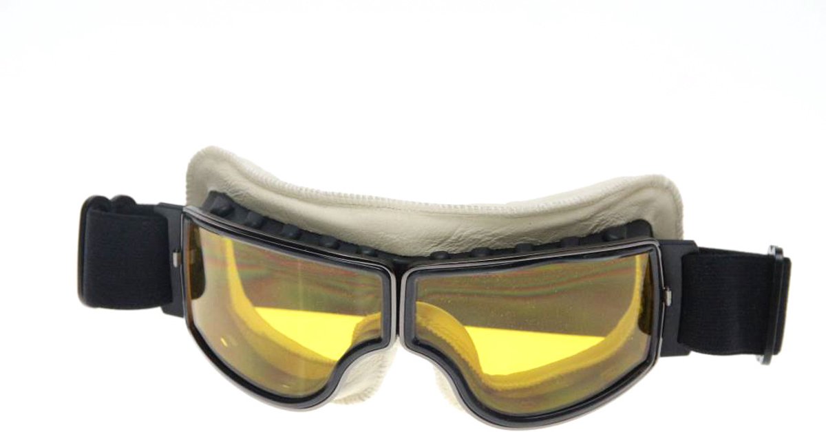 CRG Cruiser - Stijlvolle Motorbril - Wit - voor Heren en Dames - Retro Design - Geel Glas - Met open Neusbrug