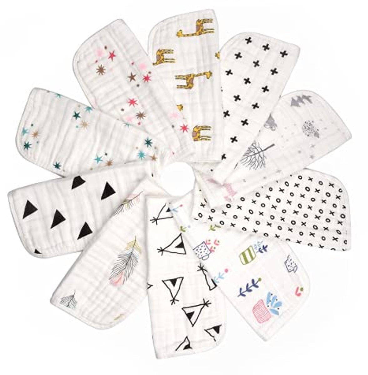 Premium 6-laags mousseline baby washandjes 10-pack - groot formaat wasbare pasgeboren handdoeken - herbruikbare babydoekjes met opbergzakken