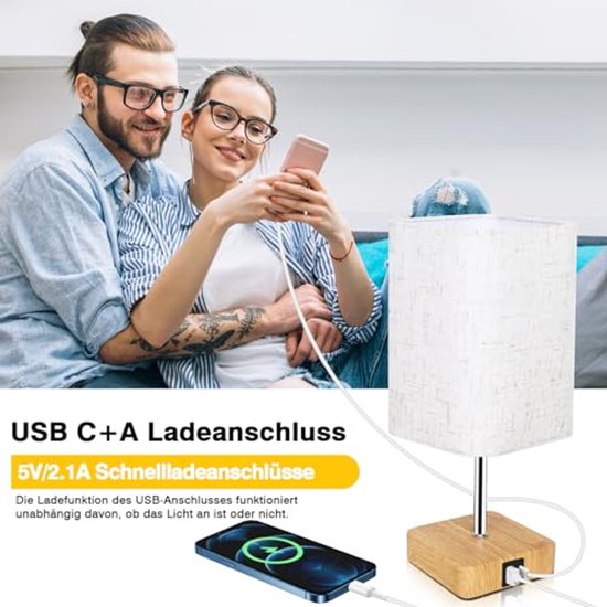 Dimbare Nachtlamp met Aanraakfunctie en 3 Helderheidsniveaus voor Slaapkamer en Woonkamer van Merkloos — afbeelding 2