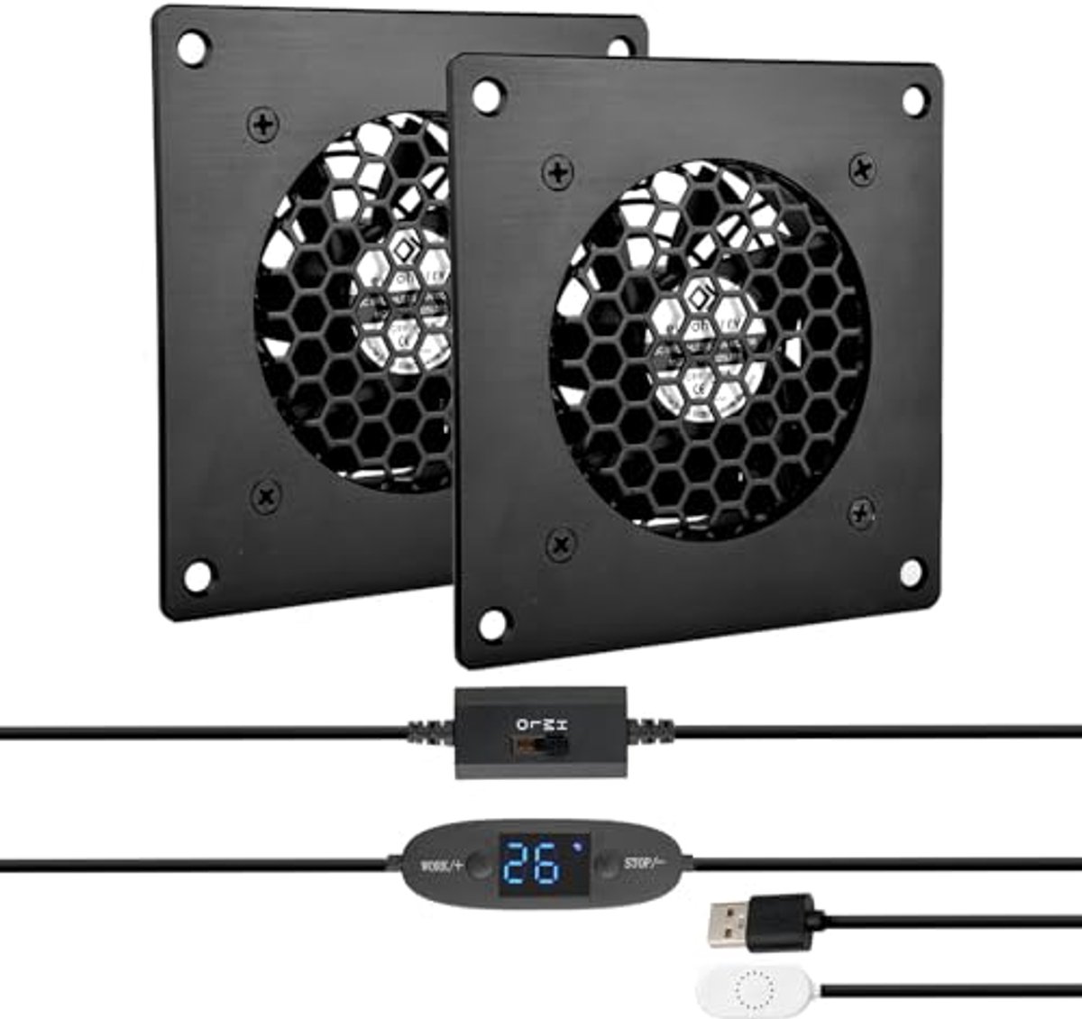 Digitaal Display Ventilator 80 mm Temperatuurgestuurd Stille Koeling voor Thuisbioscoop