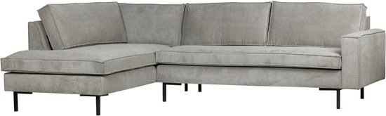 Canapé d'angle WOOOD Arwin en tissu côtelé - Vert patiné