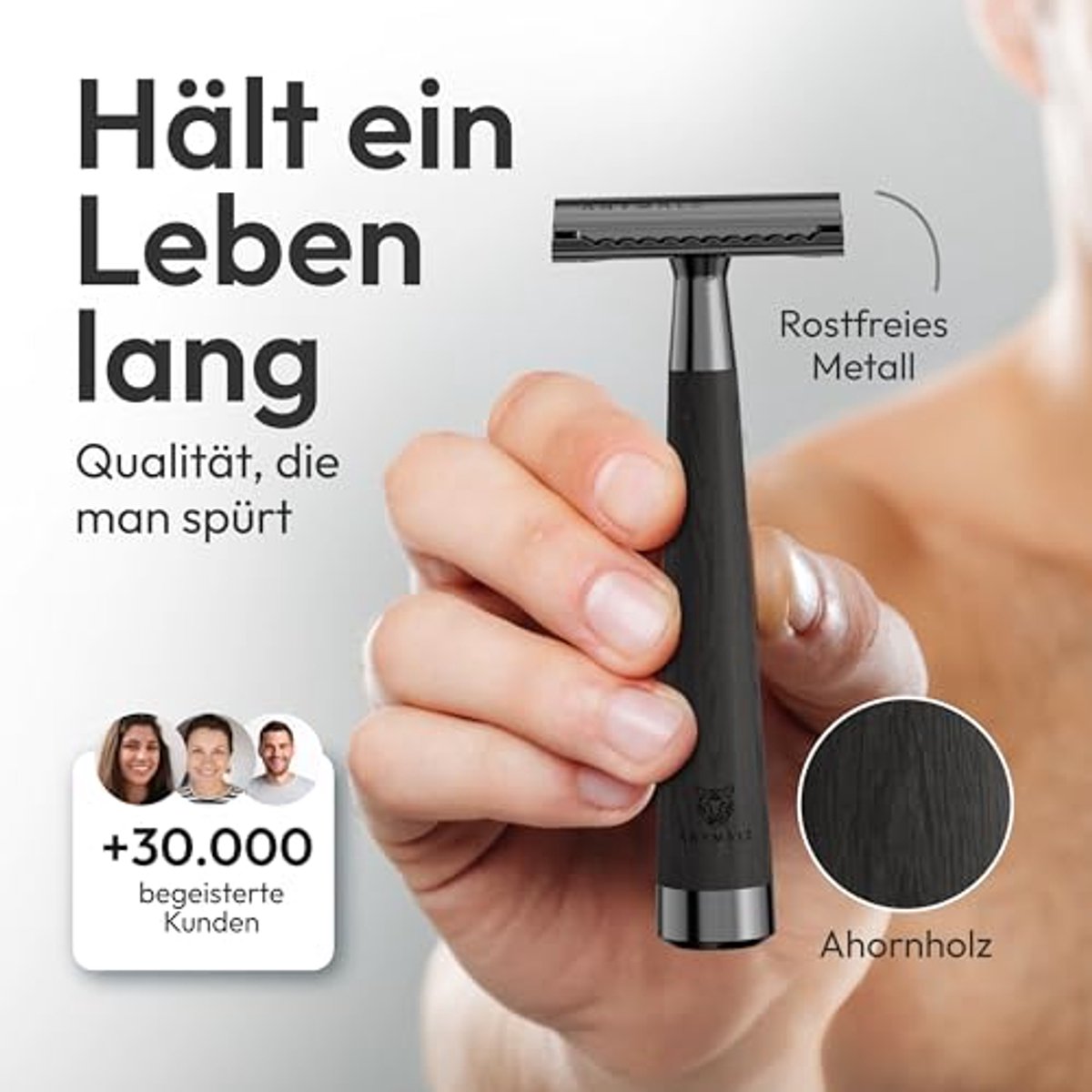 Houten Scheermes (Midnight) - Duurzaam en Herbruikbaar