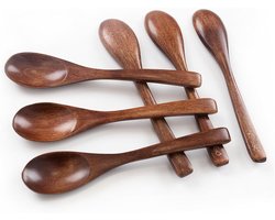 Houten Lepels Set - 6 Stuks Naturel Hout - 15,2 cm