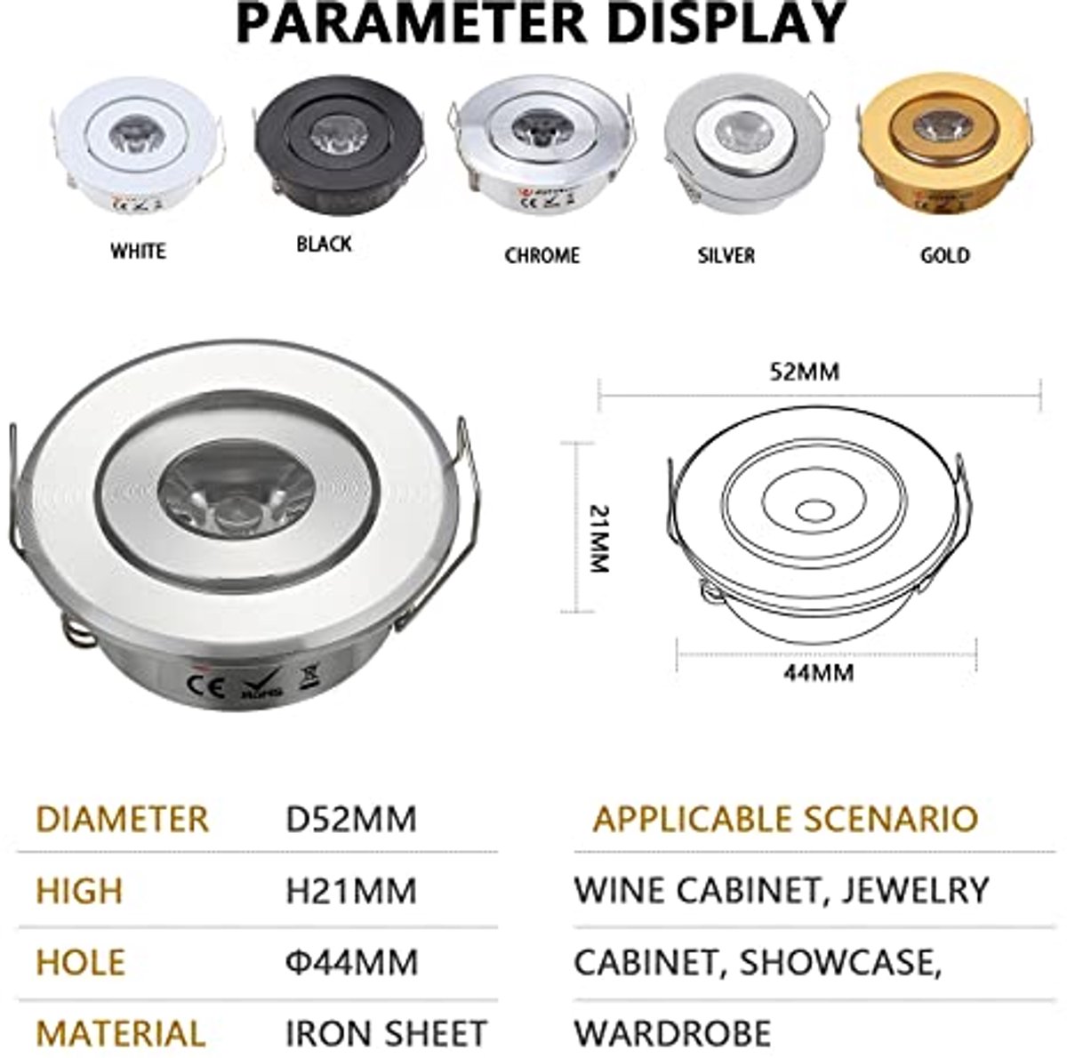 10 Stuks 3W LED Mini Inbouwlampen Rond Dimbare Plafondverlichting 220V