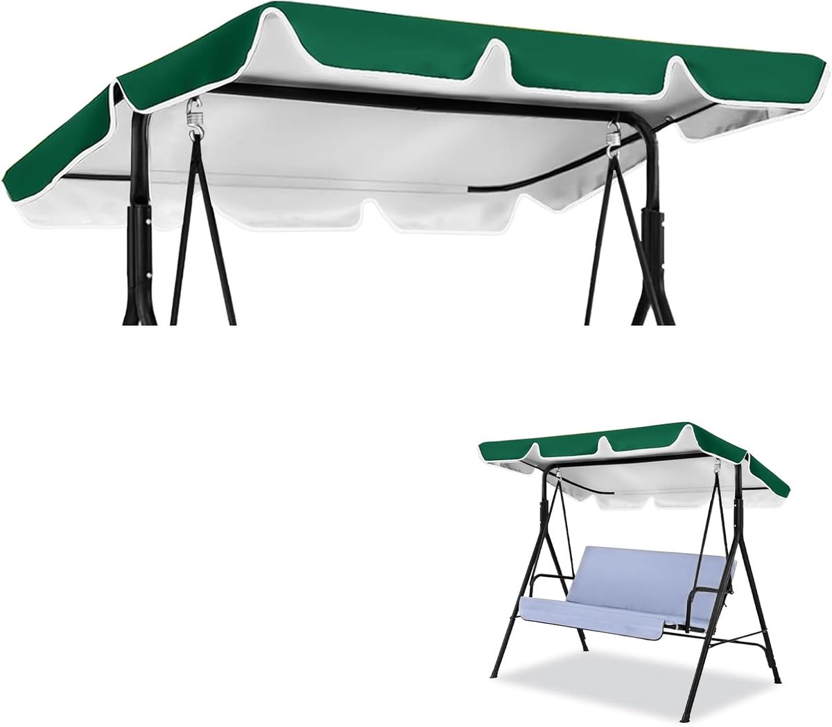 Swing Roof Cover - 3 Seater - 210 x 145 cm - Groen - 420D Oxford Cloth - Vervangende Dakbe