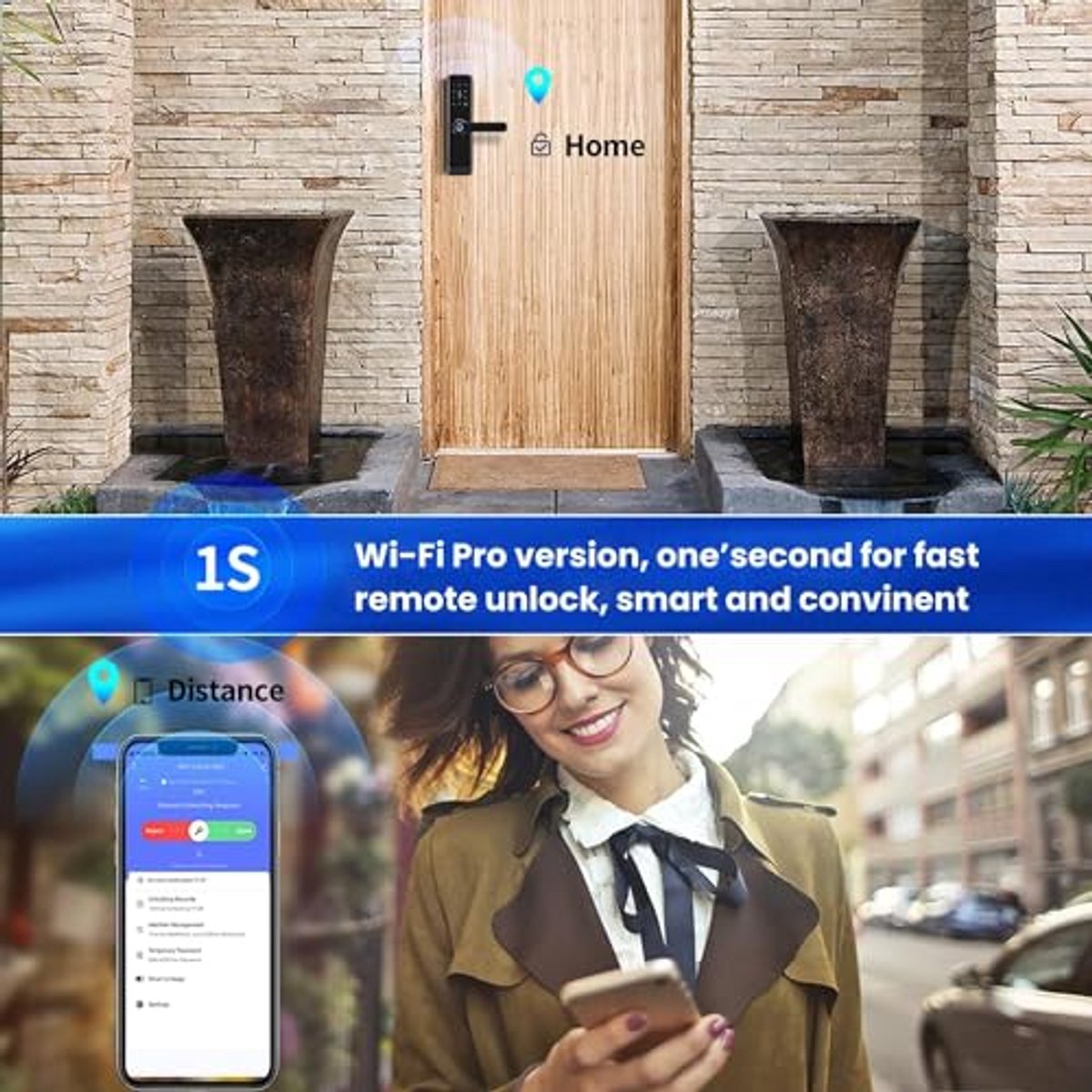 Biometrisch Vingerafdruk Deurslot - Bluetooth Elektronisch voor Houten Deuren - Sleutelloze Ontgrendeling - Roze Kleur - 22 x 160 mm