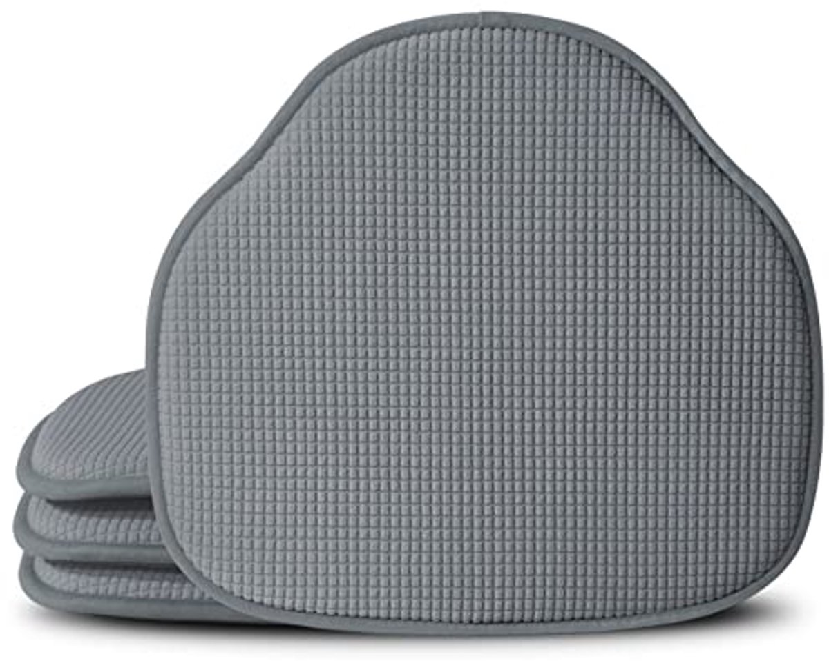 Grijze Keuken Kussens voor Eetkamerstoelen - Antislip Zitkussens met Foam en Textuur, Set