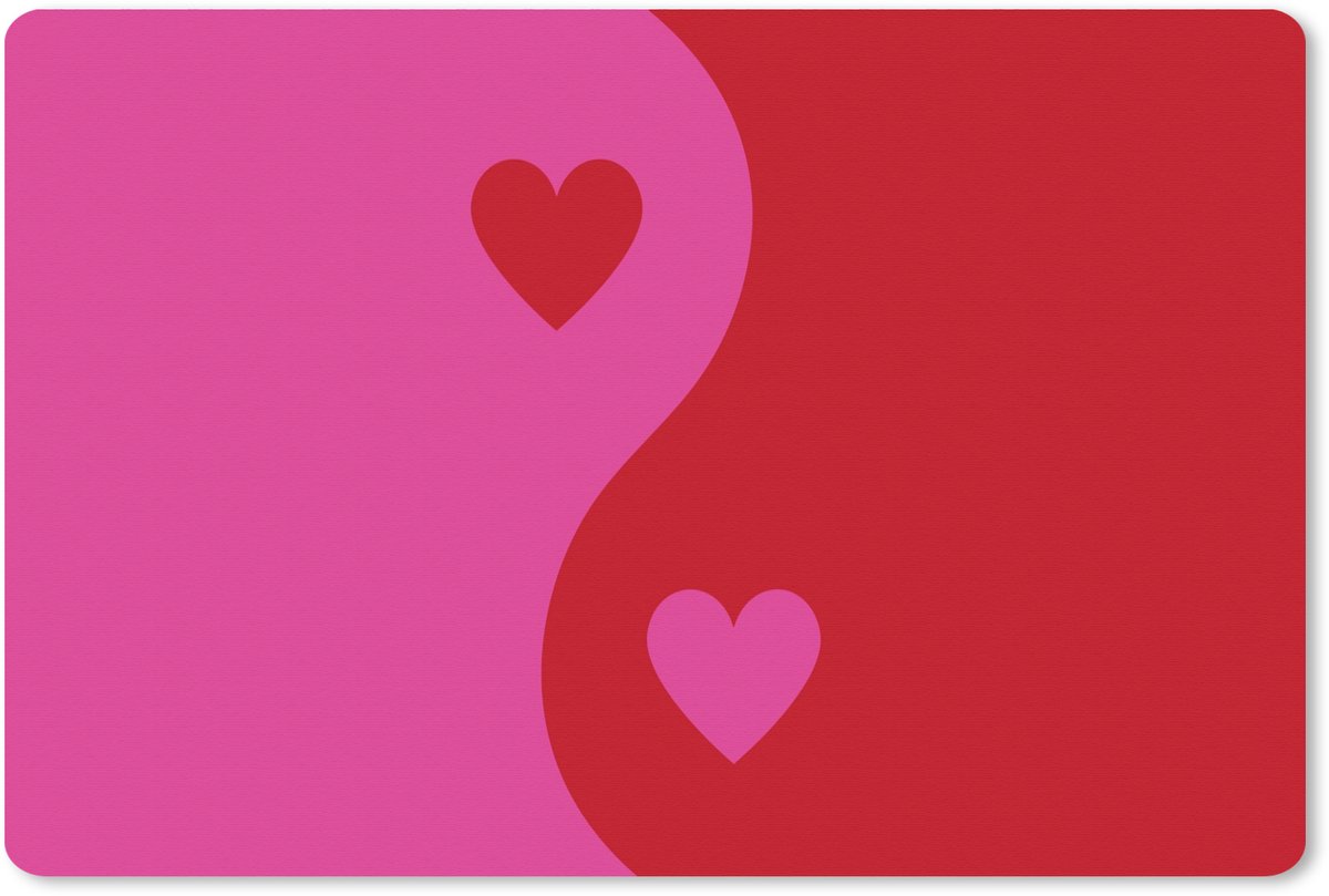 Muismat XXL 90x60 cm - Bureau onderlegger - Bureau mat Minimalistisch - Rood - Roze - Hartjes - Bureaumat - Gaming mousepad xl - Bureaulegger groot - Computer deskmat