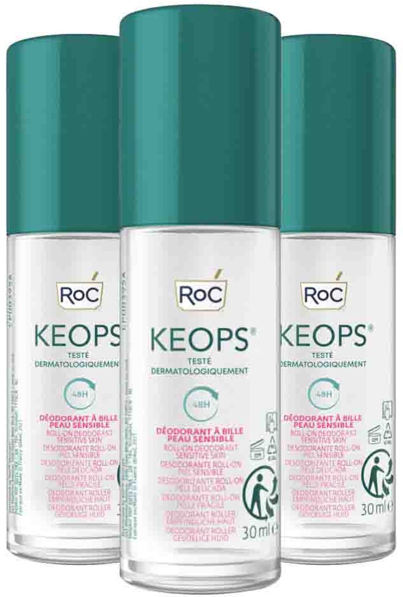 RoC Keops Deodorant Roller Sensitive - 3 x 30 ml - Voordeelverpakking