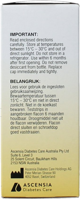 Doosje Ketostix met gebruiksaanwijzing en informatie over bewaren.