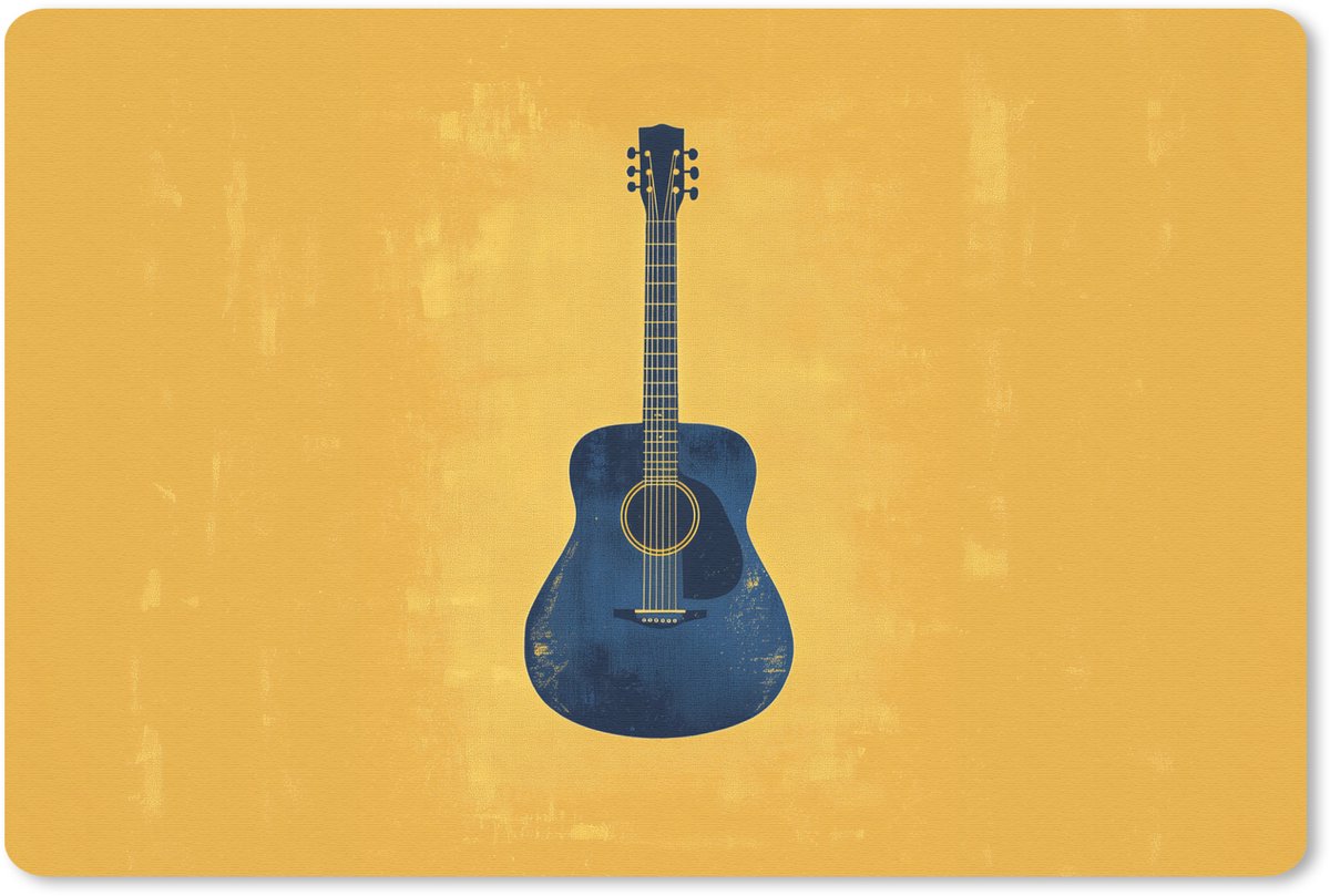 Muismat 27x18 cm - Mousepad Gitaar - Akoestisch - Geel - Minimalistisch - Muismatten