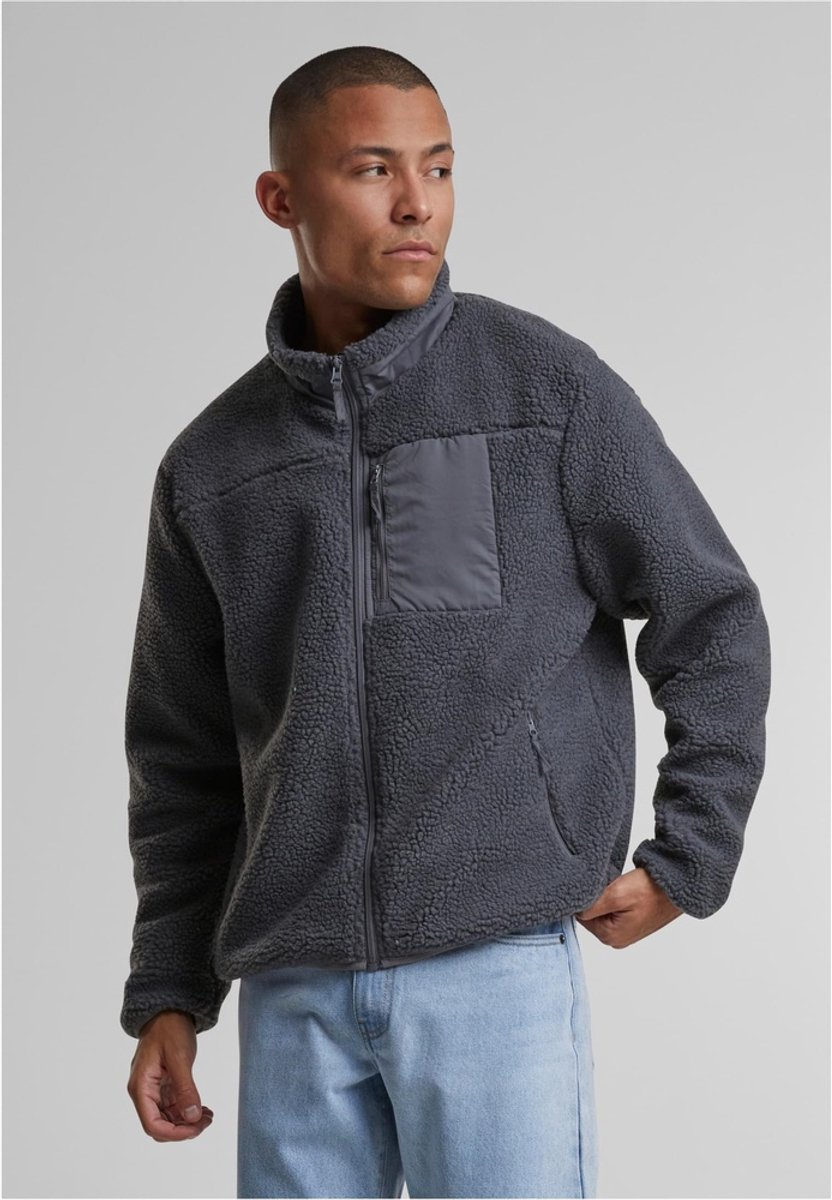 Urban Classics Teddy With Stand Up Collar Jacket S Grijs