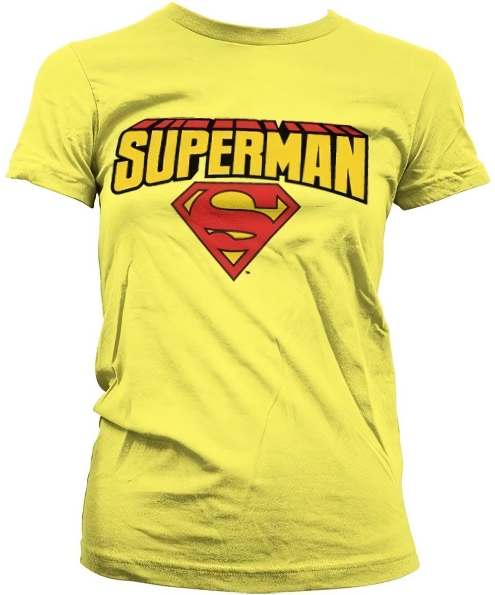 Superman Blockletter Logo Girly T-Shirt Damen Yellow-L