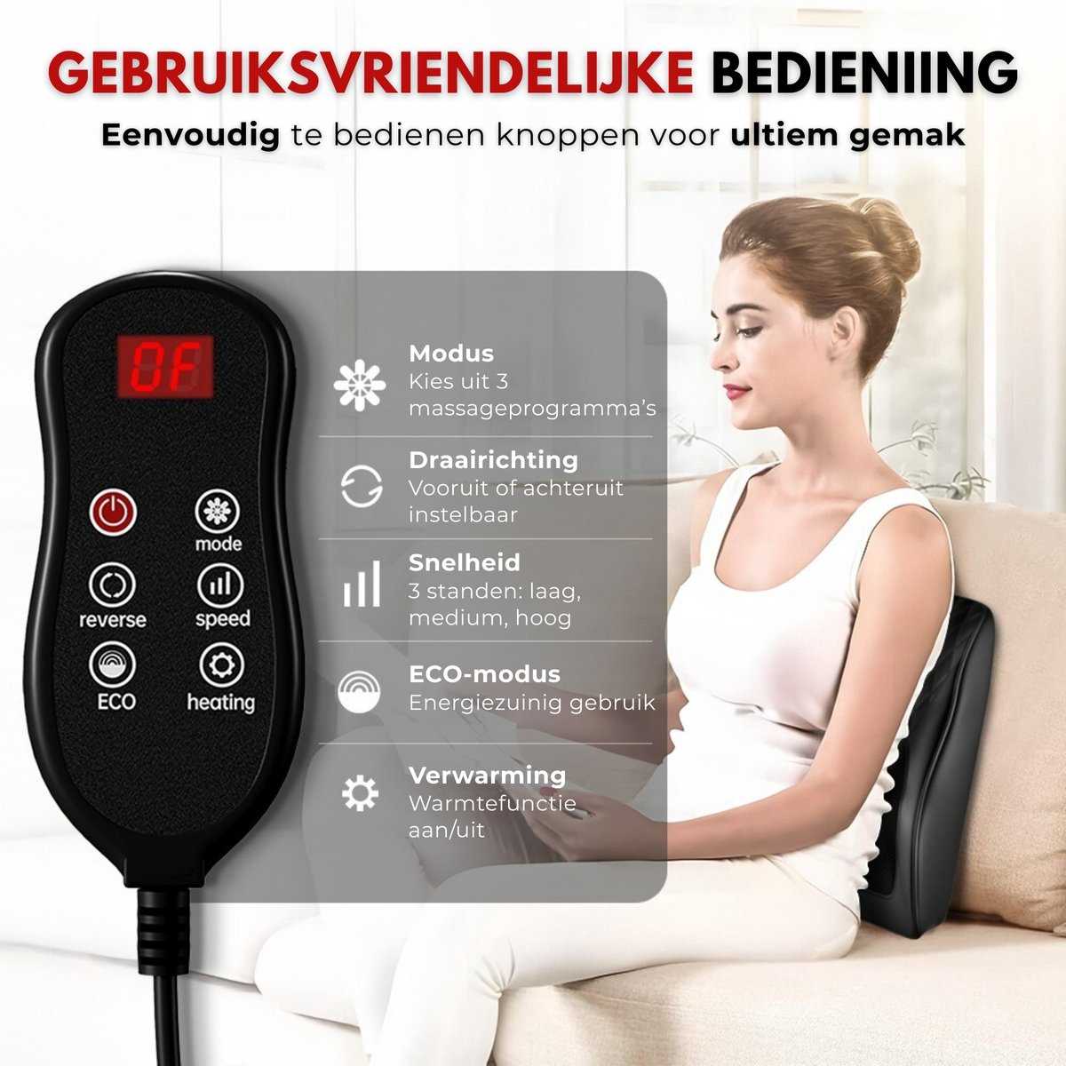 Boncy® Massage Apparaat - Nekmassage & Rugmassage Kussen - Shiatsu Massagekussen met Warmte Functie - Massageapparaten Nek - Rug Apparaten thumbnail 8
