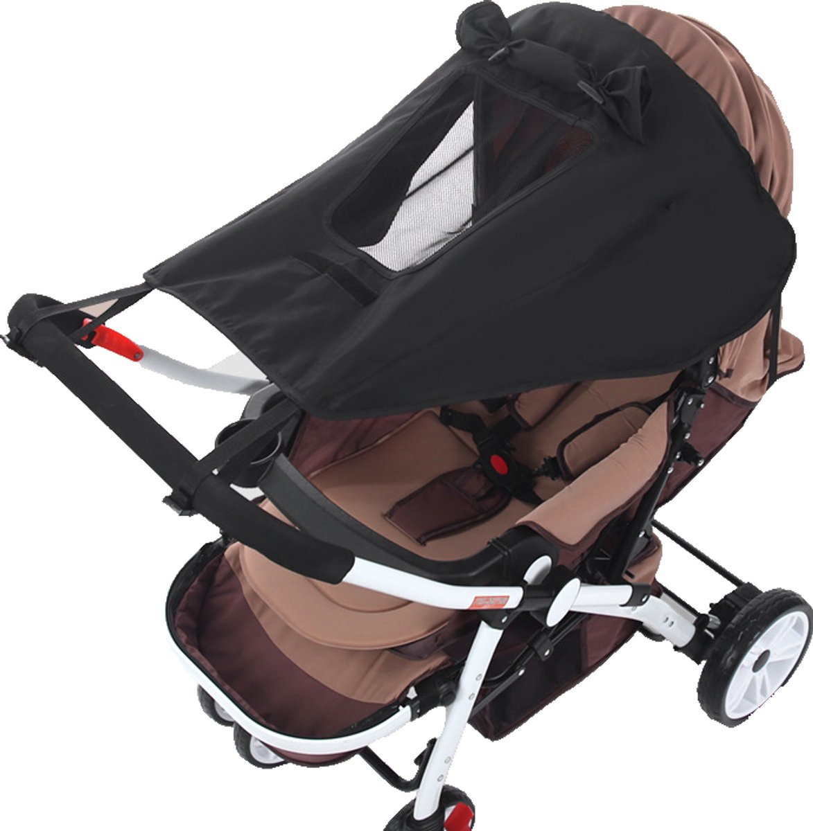 Luifel voor kinderwagen - 69*59cm - Zonnebrandcrème - Zonnescherm - UV-bescherming - Waterdicht - Regenbestendig - Universele zonnescherm voor kinderwagens - Regenkap - Eenvoudig te installeren - Met kijkvenster - Geschikt voor kinderwagens