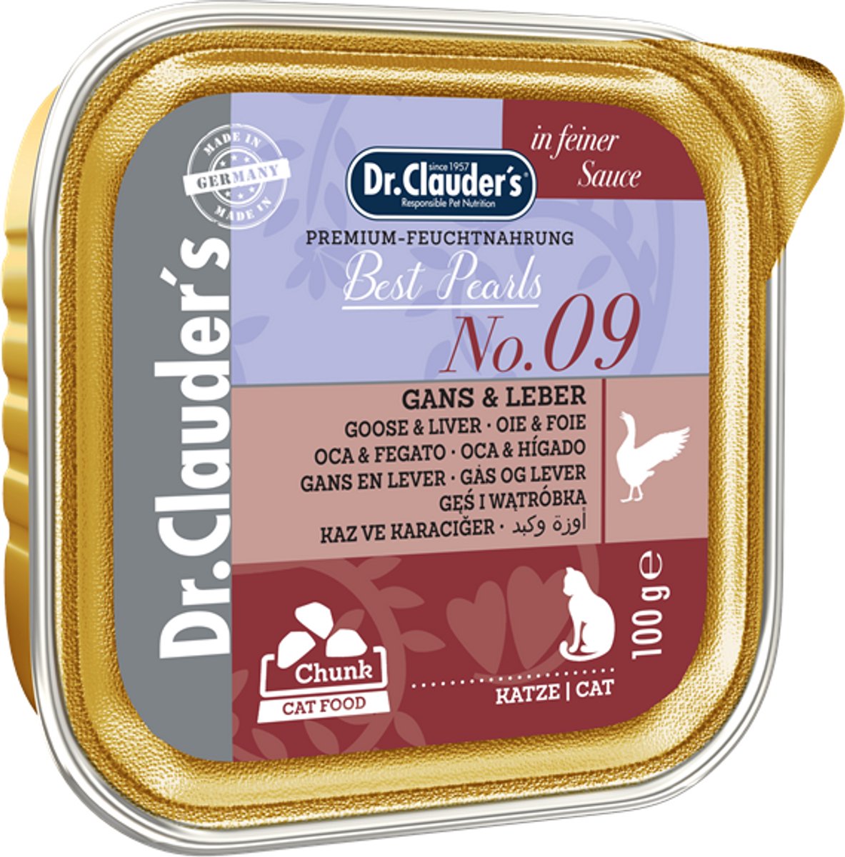 Dr Clauder's Best Choice Kattenbakje 32x100g - Gans & Lever in Saus