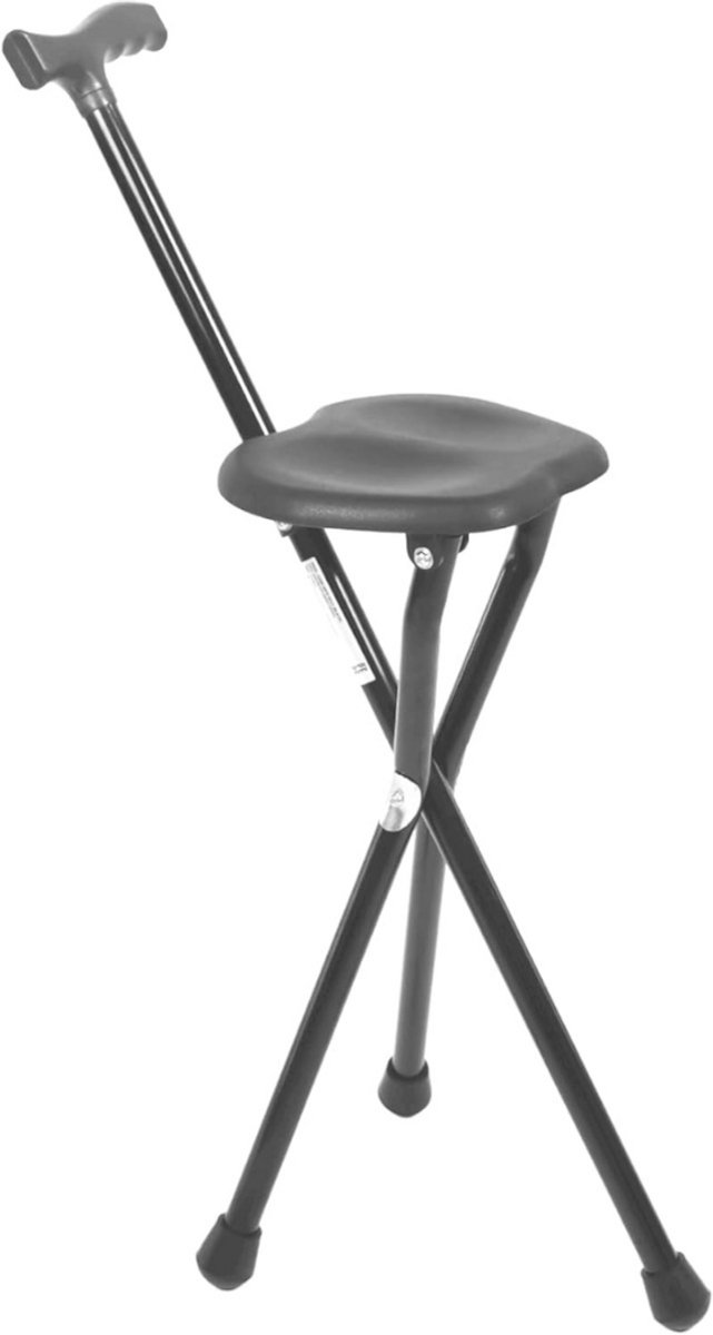 CLVP® Wandelstok met Zitje - Opvouwbaar – Wandel Zitstok Tot 100 kg - Driepoot
