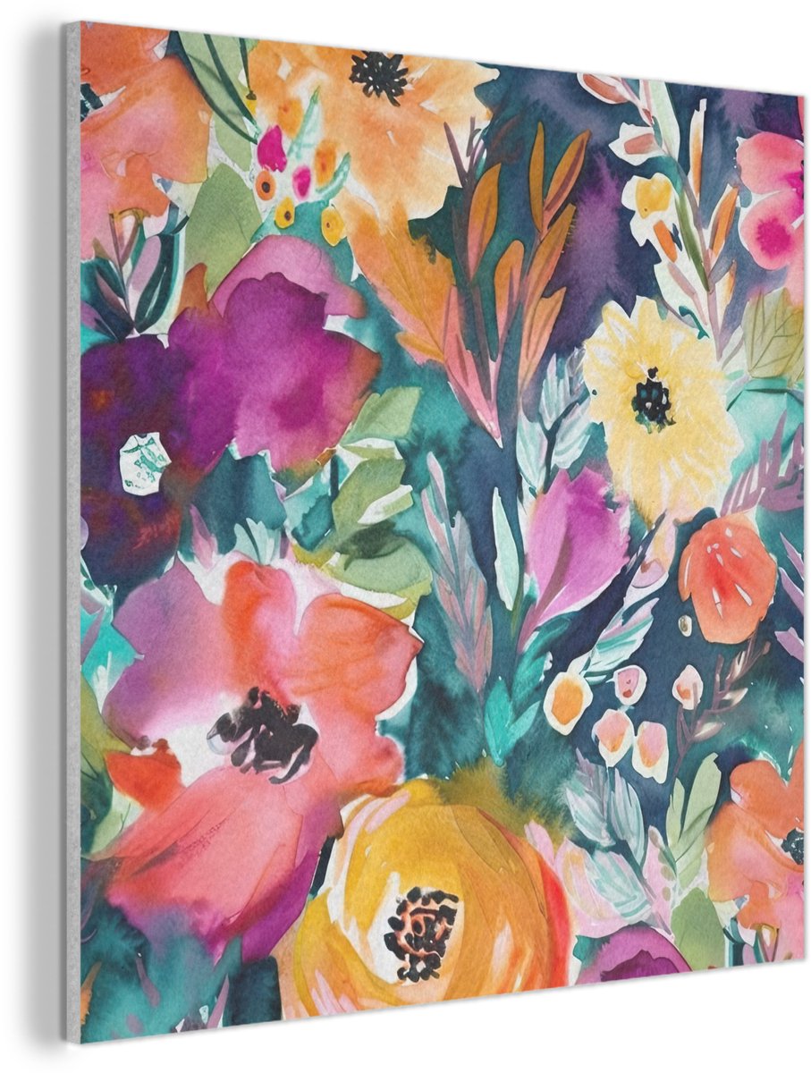 Akoestisch wandpaneel 50x50 cm - Vilt schilderij Bloemen - Olieverf - Kunst - Natuur - Akoestische panelen - Geluidsdempende wanddecoratie - Geluidsisolatie woonkamer - Muurdecoratie geluidspanelen