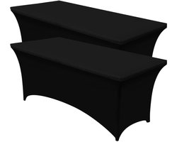 Rechthoekige Tafelhoes Stretch – 180 x 75 x 75 cm – Elastisch & Strak – Wasbaar – Zwart – Voor Feesten, Beurzen & Evenementen