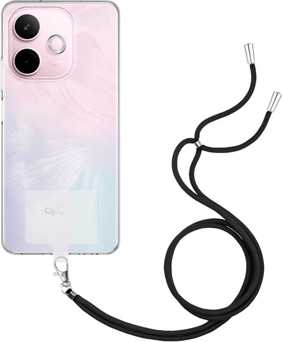 Cazy hoesje met koord geschikt voor Oppo A5 Pro (5G) Hoesje met Koord - Flexibele Case - Transparant