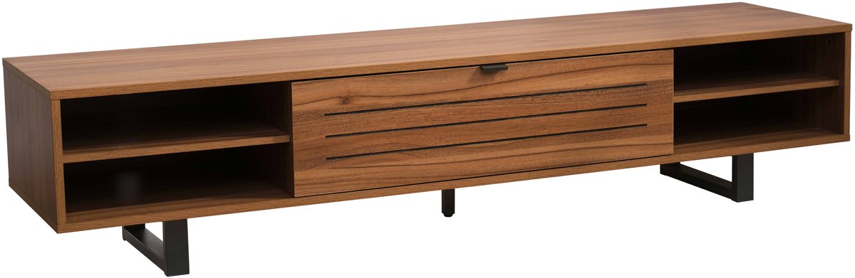 Oviala - Rechthoekige tv-kast met 2 deuren L160 cm donker hout - Julio