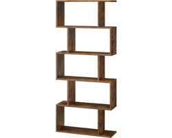Hoppa! Boekenkast Vintage - Opbergkast - Rechthoekige Vakken - Kast Voor Boeken - Bruin - 70 x 24 x 159 (B x D x H)