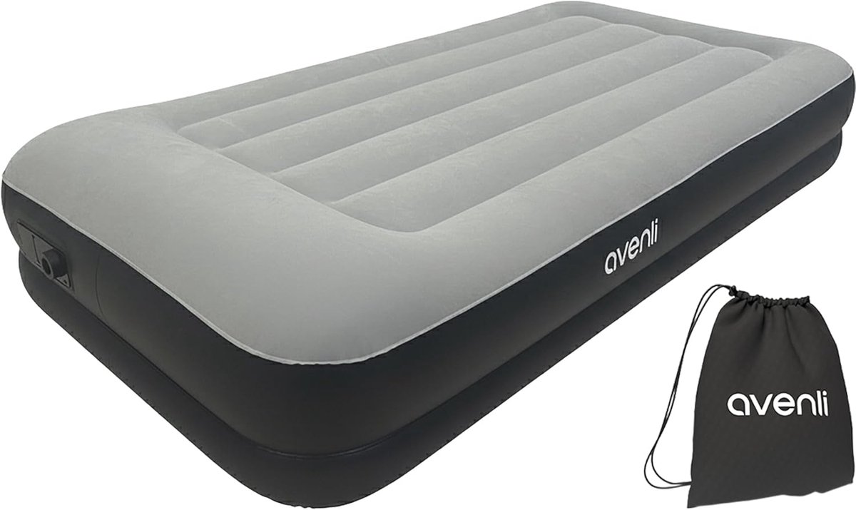 Luchtmatras Zelfopblazend - Logeerbed Opblaasbaar - Kamperen en Logeren - Geïntegreerde Pomp - 191 x 99 x 36 cm - Grijs