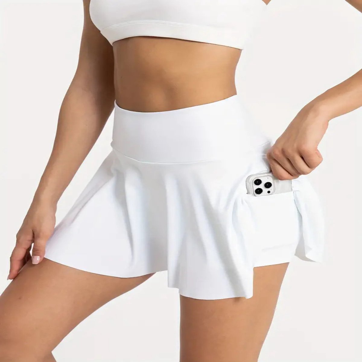 Vivva - Tennisrokje met Zak - Tennis Rok - Tennisrokjes - Sportrok - Sport Rok - Sportrokje - Wit - Maat S/M - SKORTIFY