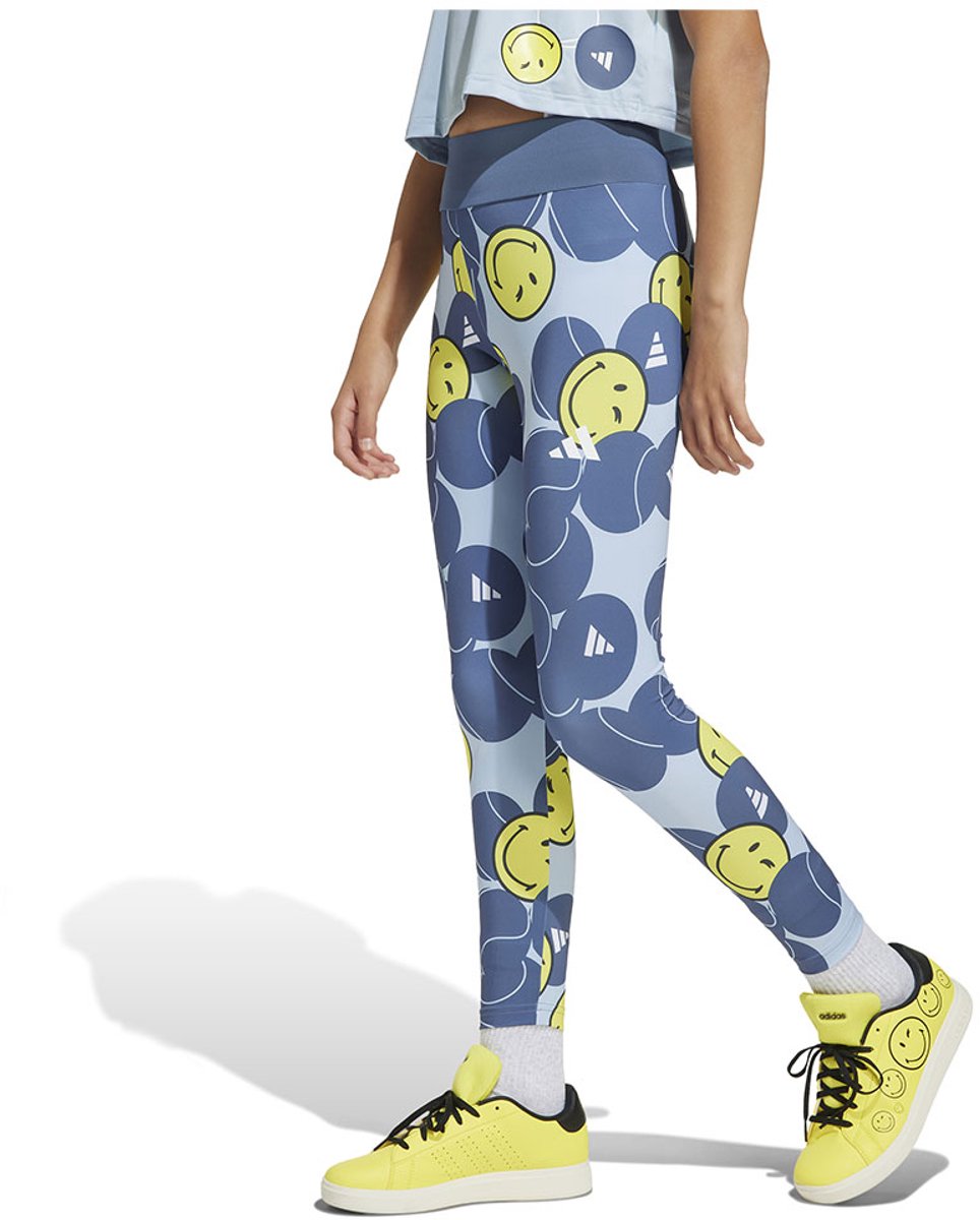 Adidas X Smileyworld Training Leggings 5-6 Years Jongens Meisjes Blauw