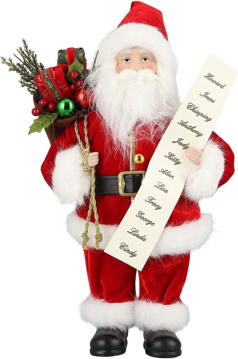 Uten GS19-1285 kerstman pop - Kerstbeelden & Figuren - Kerstman - Kerstdecoratie voor binnen - Kerstboomversiering - Hoogte 33cm