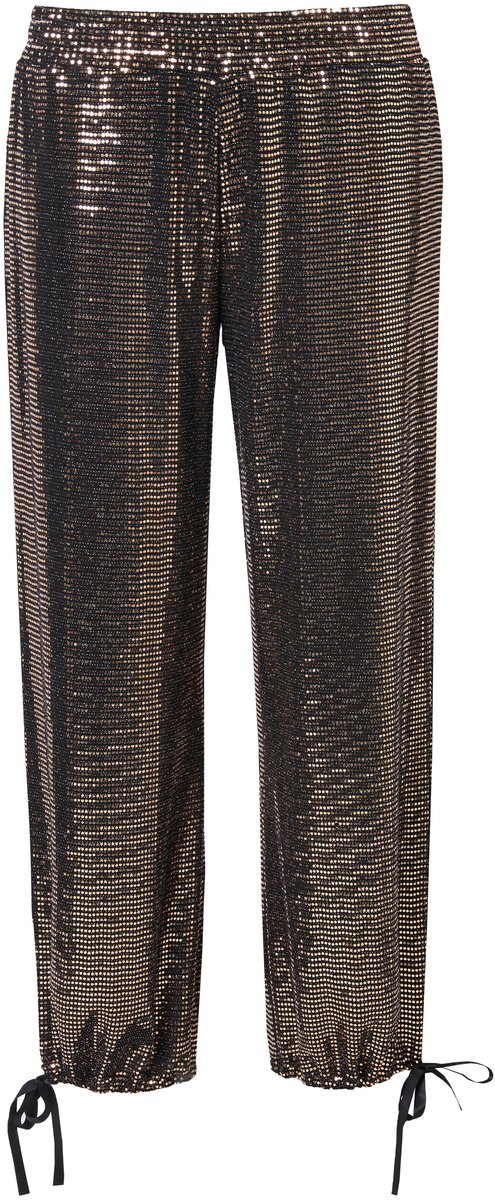 Angel of Style - Dames - Broek rechte pijpen paillettenlook - Goud koper - Maat 44