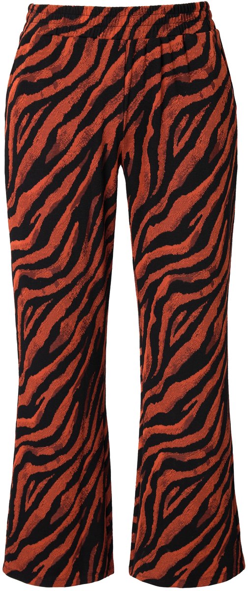 MIAMODA - Dames - Broek gekleurd zebramotief elastische tailleband. - Donkeroranje - Maat 58