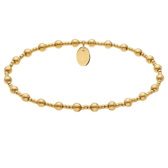Lucardi - Bracelet femme en acier plaqué or avec perles - Bracelet - Acier - Doré - 16 cm