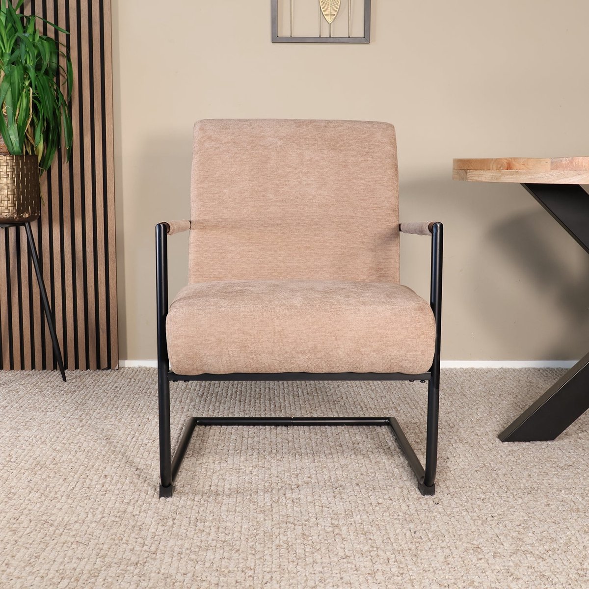 Fauteuil met armleuningen Merlijn bruin chenille 1 persoons stoel