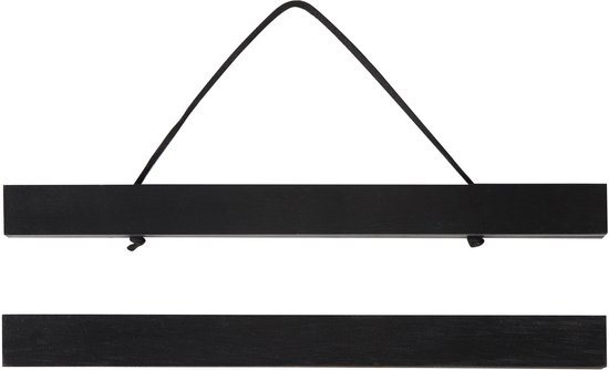 Système de suspension magnétique noir pour affiche avec cordon.