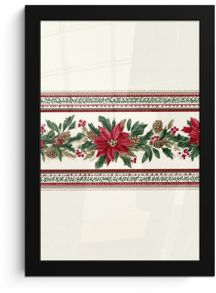 FrameYourWall Poster in lijst - Fotolijst 20x30 cm - Posters - Kerststrook - Pointia - Rood - Groen - Posterlijst zwart - Decoratie - Wanddecoratie woonkamer - Muurdecoratie slaapkamer - Kerstversiering - Kerstdecoratie voor binnen - Kerstmis Kerststrook - Poinsettia - Rood - Groen