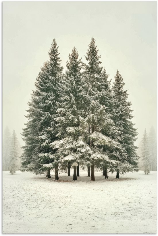 Poster 40x60 cm - Bomen - Sneeuw - Wit - Posters - Kamer decoratie - Wanddecoratie woonkamer - Muurdecoratie slaapkamer