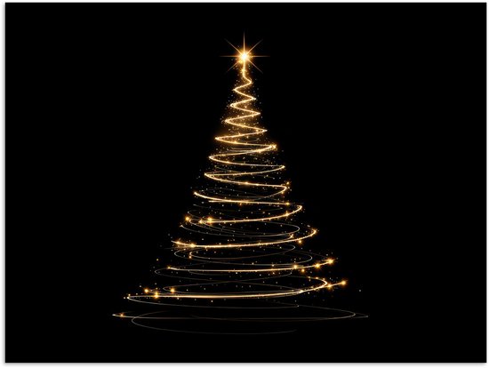 Poster 120x90 cm - Magisch - Kerstboom - Lichtspiralen - Zwart - Posters - Kamer decoratie - Wanddecoratie woonkamer - Muurdecoratie slaapkamer - Kerstversiering - Kerstdecoratie voor binnen - Kerstmis