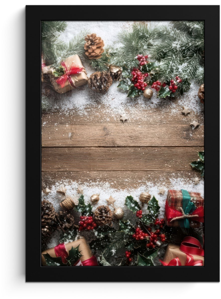 FrameYourWall Poster in lijst - Fotolijst 20x30 cm - Posters - Kerstdecoratie - Geschenken - Hout - Veelkleurig - Posterlijst zwart - Decoratie - Wanddecoratie woonkamer - Muurdecoratie slaapkamer - Kerstversiering - Kerstdecoratie voor binnen - Kerstmis