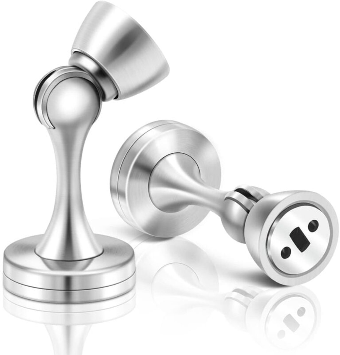 Deurstoppers - magnetische deurstopper- roestvrijstalen deurstoppers voor plinten, vloer, wandmontage, zachte vangst, magnetische deurhouder, wit, zwaar belastbaar, magneet, deurstopper voor open deur