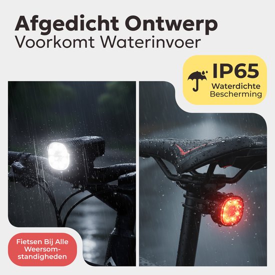 TM&DY Fietslamp 1000 lumen - fietsverlichting set USB oplaadbaar - Voorlicht en Achterlicht - IP54 waterdicht — afbeelding 5