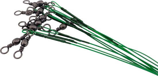 S&D - Stalen onderlijn vissen - 10 stuks - Groen - 14kg 25cm - Hengelsport - Voor roofvissen met kunstaas van S&D — afbeelding 3