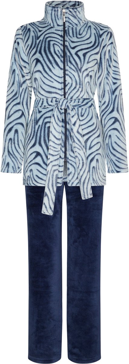Pastunette Huispak -Blue Animal - Fleece - Blauw - Rits
