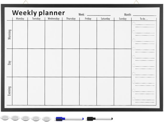 Navaris whiteboard magnetisch met markers - Whiteboard 60x90 cm - Met ...
