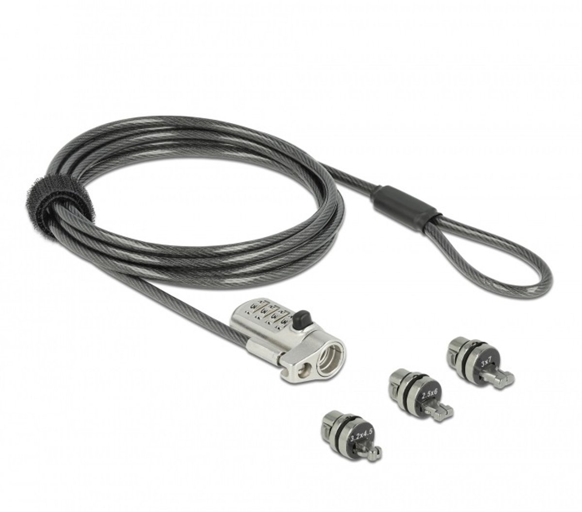 Navilock 3-in-1 notebookslot met cijfercode / zwart - 2 meter