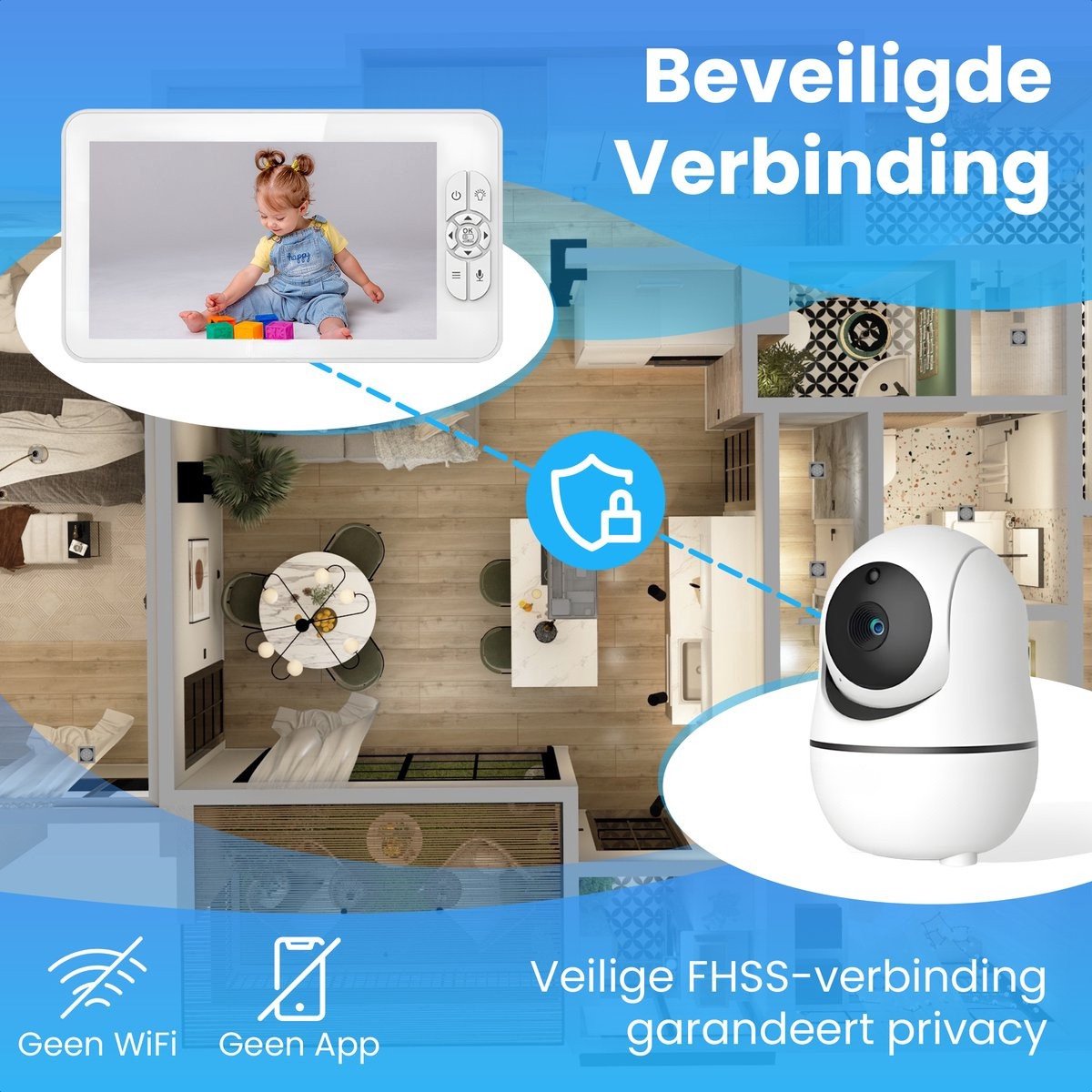 Zevio XL Elite Babyfoon met 2 Camera's en Groot 7 Inch HD Baby Monitor thumbnail 5