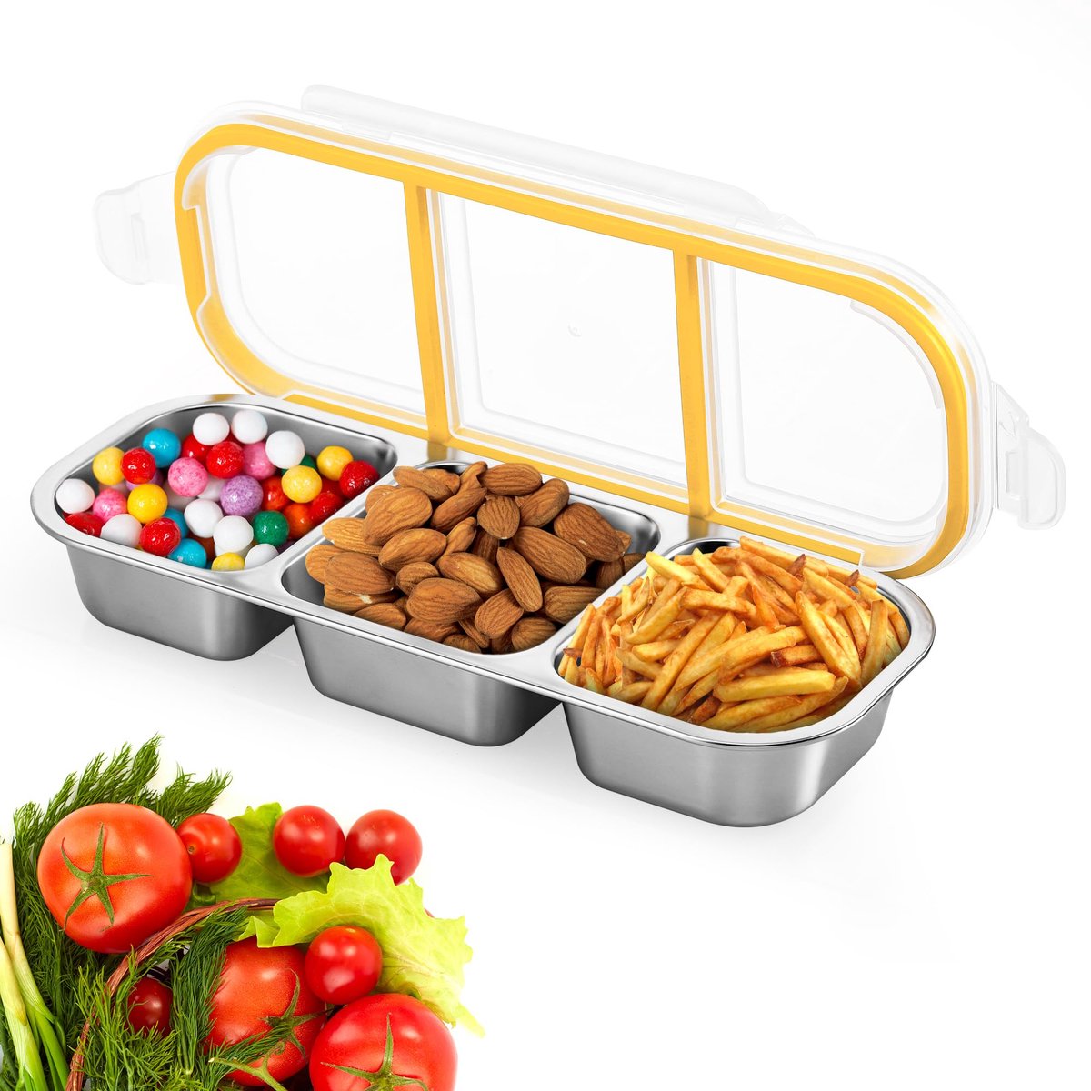 Ibenzoa® roestvrijstalen snackbox met lekvrije deksel voor kinderen