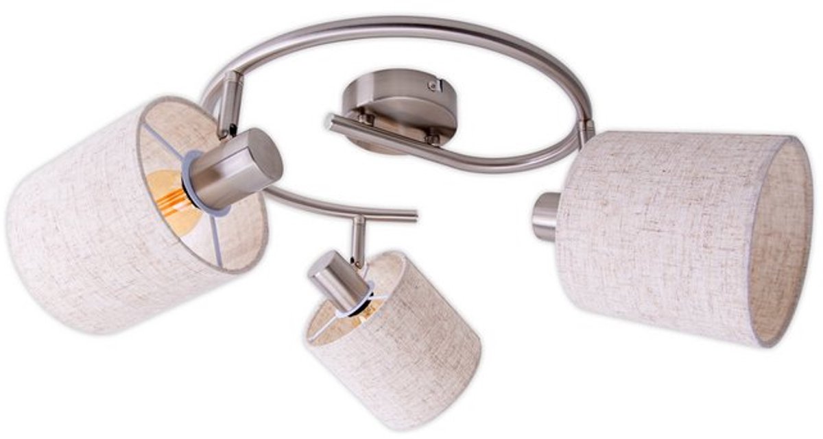 Näve Plafondlamp Maron, 3-lamps, textiel, beige