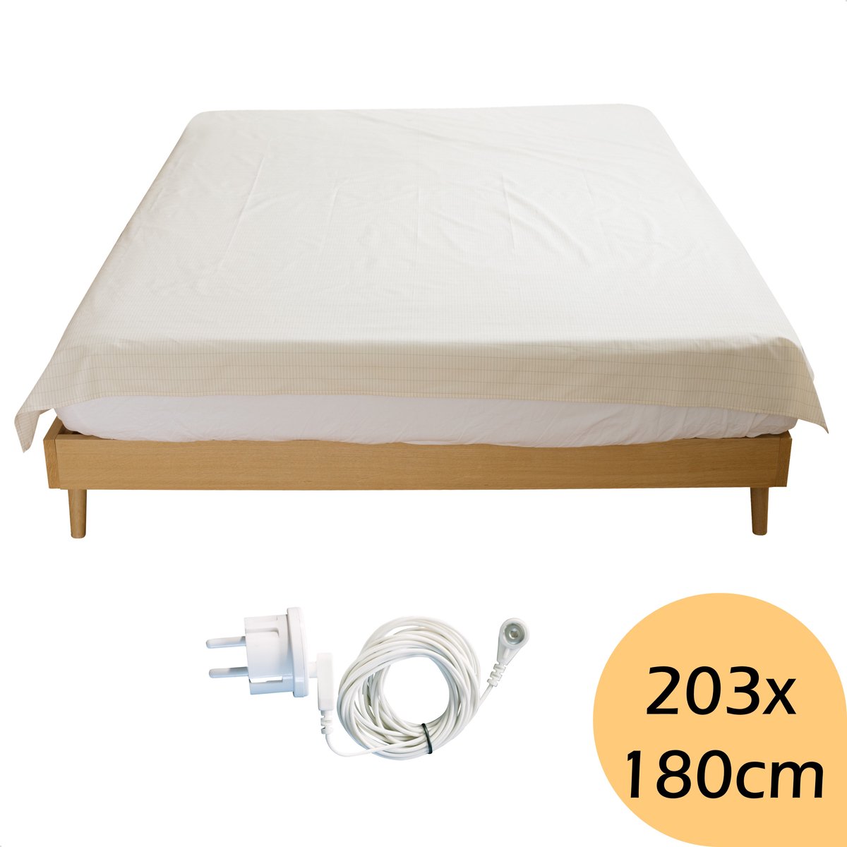 Earthing Bed Sheet, Ground Sheet with 15ft Cord, Ground Sheet for Bed in EU Standard, Ground Sheet for Bed in EU Standard, Conductive Ground Mat for Better Sleep, EMF Recovery, Radiation Protection