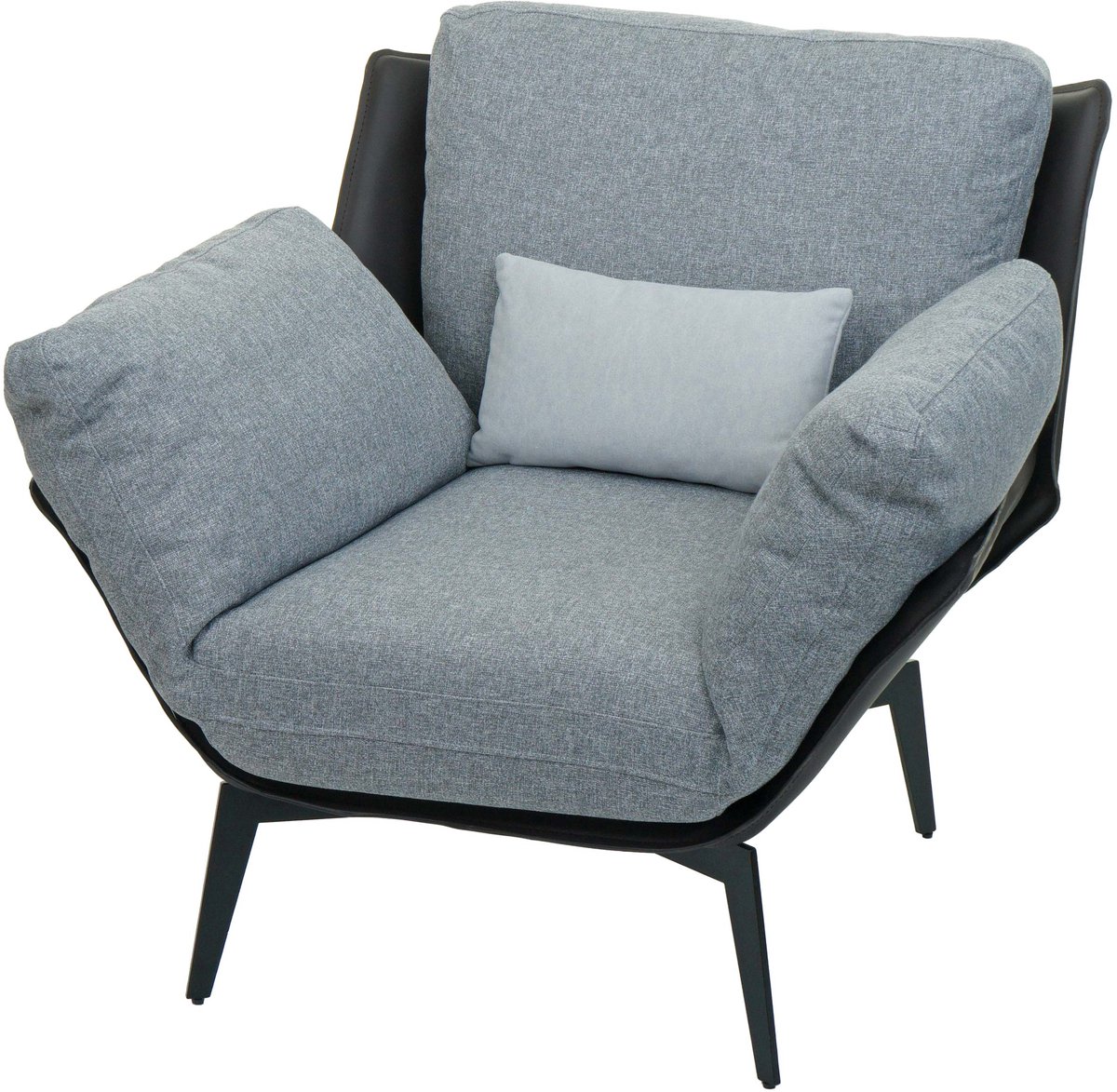 MCW Fauteuil MCW-L82, lounge fauteuil cocktail fauteuil gestoffeerde fauteuil relaxfauteuil, imitatieleer stof/textiel metaal ~ zwart